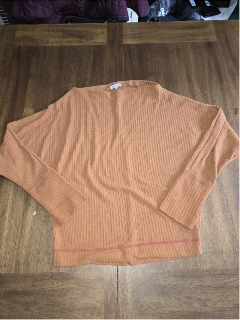 White Birch Waffle Knit Dolman Sleeve Top Women’s Size Small Made in USA
